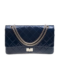 Chanel Blue Quilted Patent Leather Reissue 2.55 Classic 227 Flap Bag