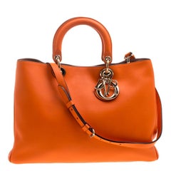 Dior Orange Leather Large Diorissimo Shopper Tote