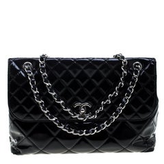 Chanel Black Quilted Patent Leather Classic Flap Bag