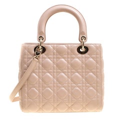 Dior Beige Leather Medium Lady Dior Tote