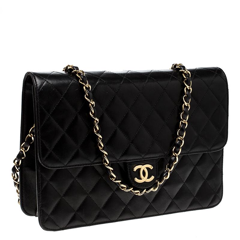 Chanel Black Quilted Leather Medium Vintage Classic Single Flap Bag 2