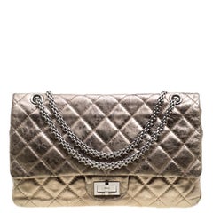 Chanel Silver Quilted Leather Reissue 2.55 Classic 227 Flap Bag