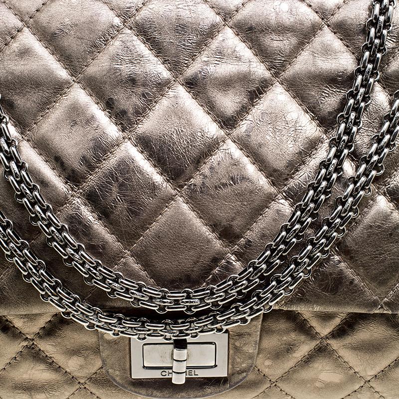 Chanel Silver Quilted Leather Reissue 2.55 Classic 227 Flap Bag 1