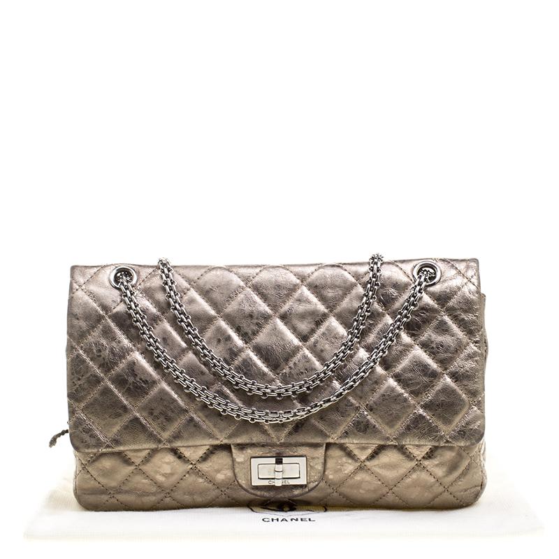 Chanel Silver Quilted Leather Reissue 2.55 Classic 227 Flap Bag 4