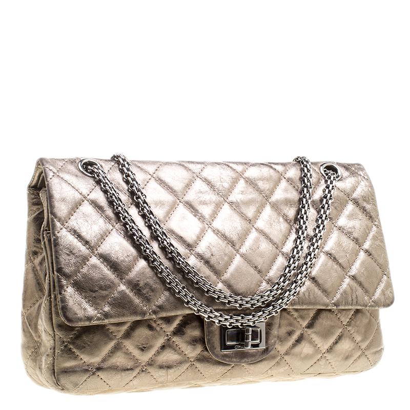 Chanel Silver Quilted Leather Reissue 2.55 Classic 227 Flap Bag 5