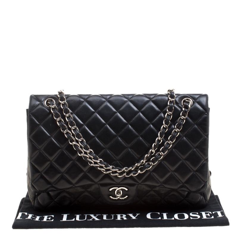 Women's Chanel Black Quilted Leather Maxi Classic Single Flap Bag