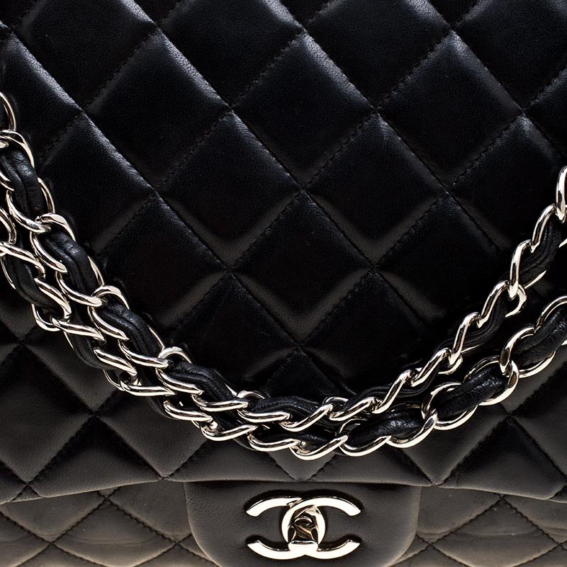 Chanel Black Quilted Leather Maxi Classic Single Flap Bag 1