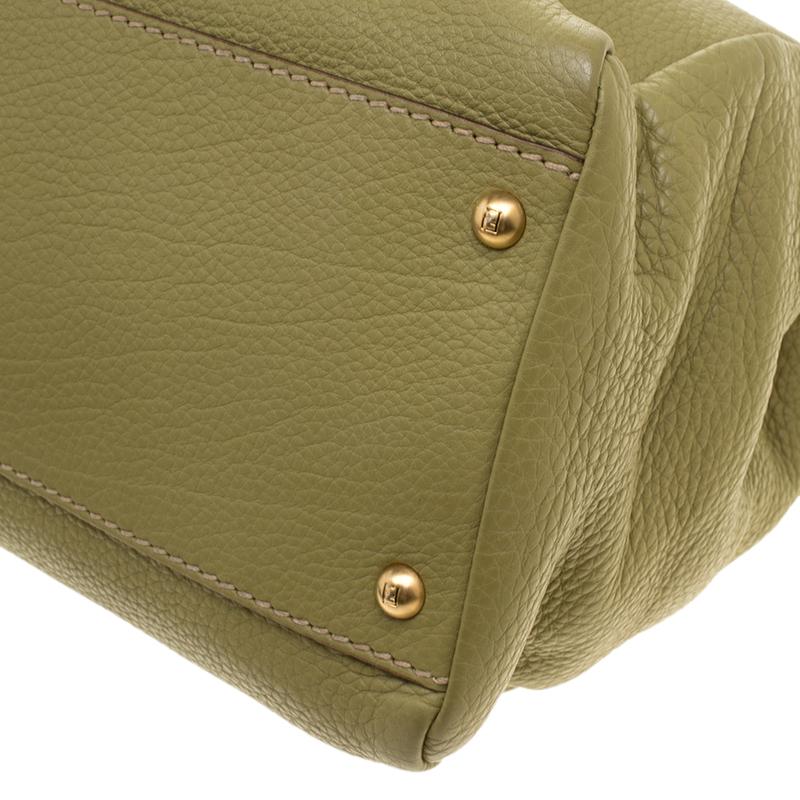 Fendi Green Selleria Leather Large Peekaboo Top Handle Bag 3