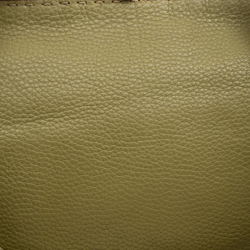 Fendi Green Selleria Leather Large Peekaboo Top Handle Bag 6