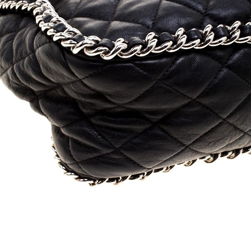 Chanel Black Leather Maxi Chain Around Flap Shoulder Bag 3