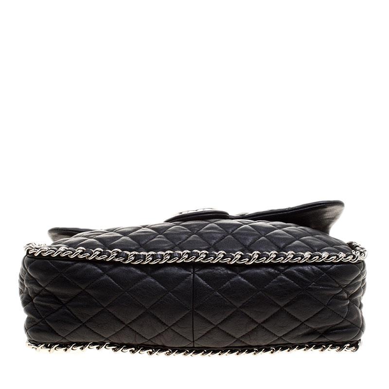 Chanel Black Leather Maxi Chain Around Flap Shoulder Bag 8