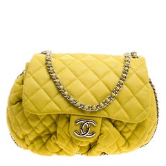 Chanel Yellow Quilted Leather Chain Around Shoulder Bag