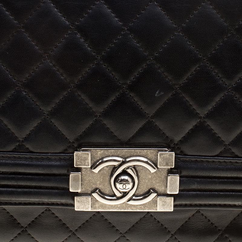 Chanel Black Quilted Leather Boy Accordion Flap Bag 100% AUTHENTIC 2