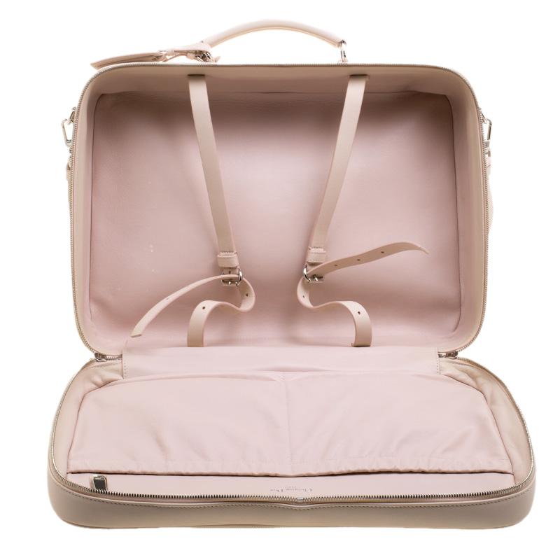 Brown Dior Beige/Pink Canvas and Leather Nappy Suitcase