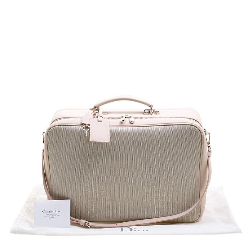 Dior Beige/Pink Canvas and Leather Nappy Suitcase 1