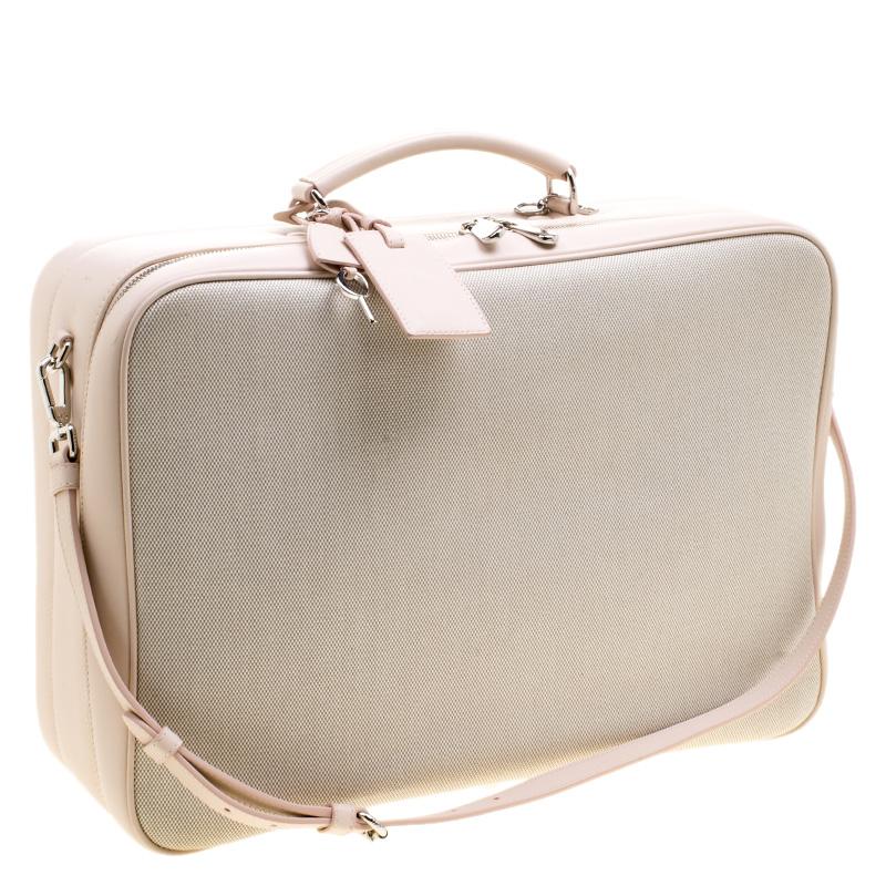 Dior Beige/Pink Canvas and Leather Nappy Suitcase 5