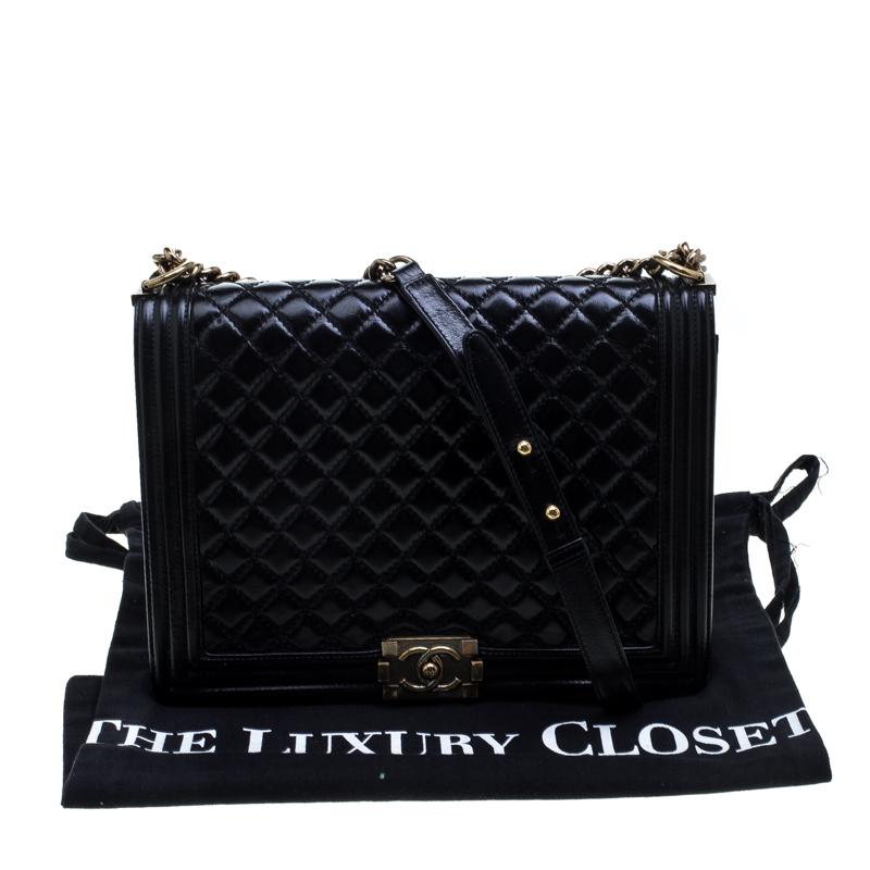 Chanel Black Quilted Leather Large Boy Flap Bag 5