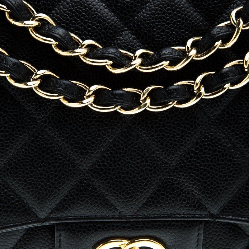 Chanel Black Quilted Caviar Leather Maxi Classic Flap Bag 1