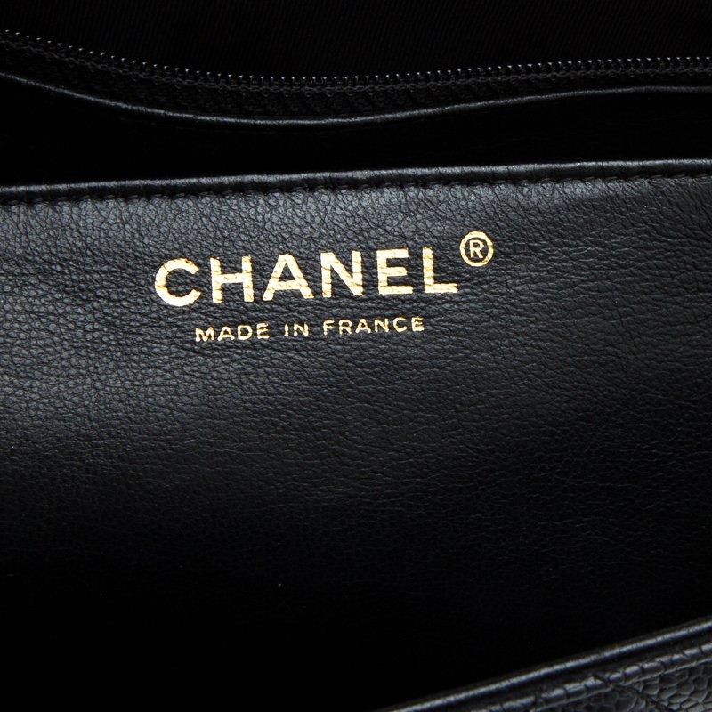 Chanel Black Quilted Caviar Leather Maxi Classic Flap Bag 4