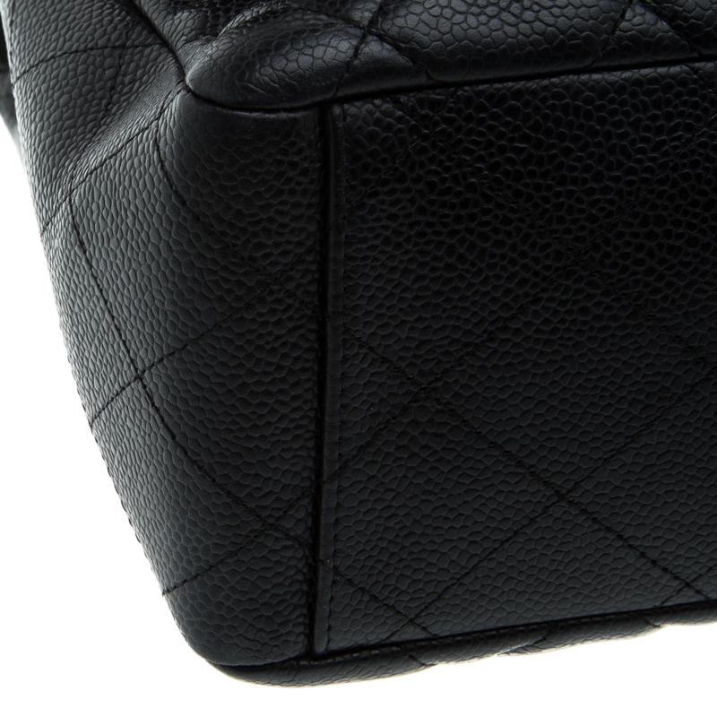 Chanel Black Quilted Caviar Leather Maxi Classic Flap Bag 5