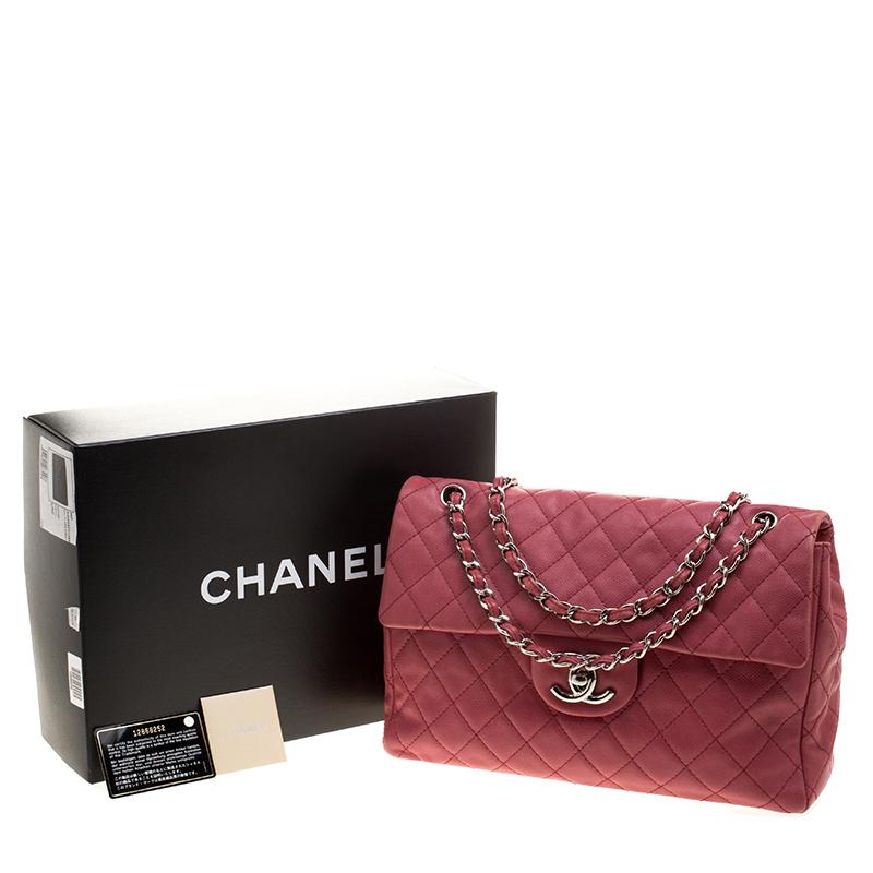 Chanel Red Quilted Leather Maxi Jumbo XL Classic Flap Bag 3