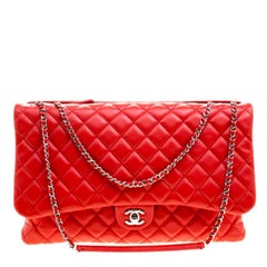 Chanel Red Quilted Leather Maxi 3 Classic Flap Bag