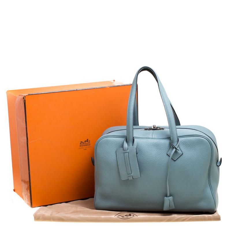 Hermes Ciel Togo Leather Palladium Hardware Victoria II Fourre Tout 35 1