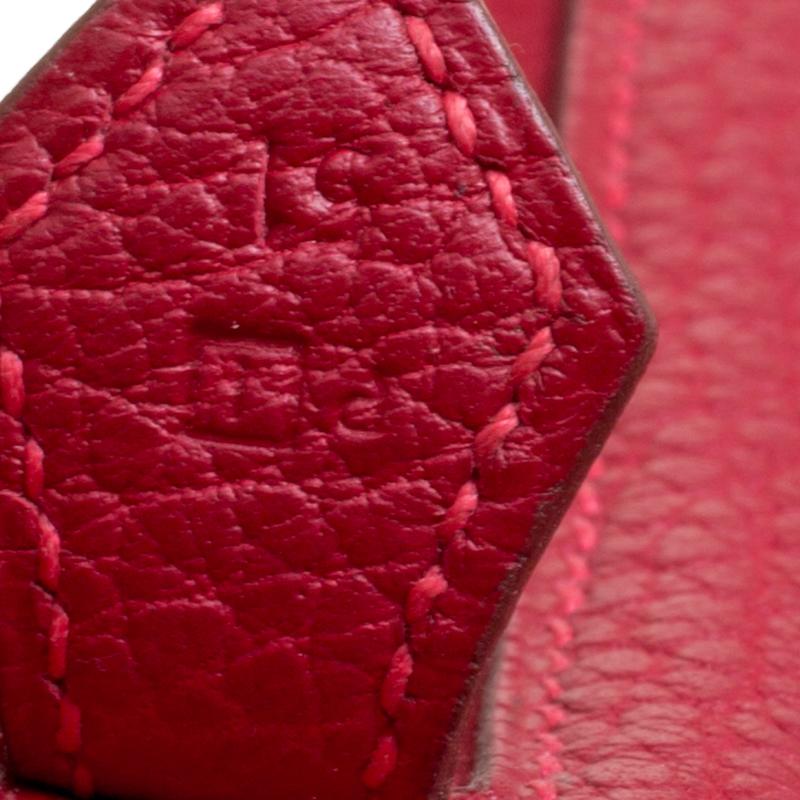 Women's Hermes Rouge Vif Clemence Leather Plume 32cm Bag