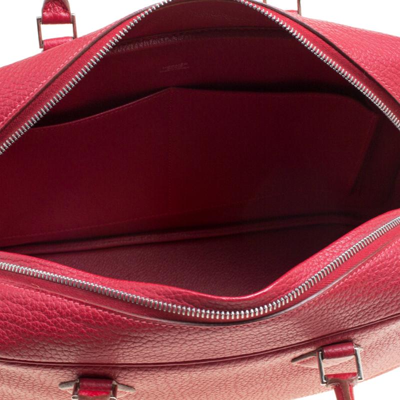 Hermes Rouge Vif Clemence Leather Plume 32cm Bag 3