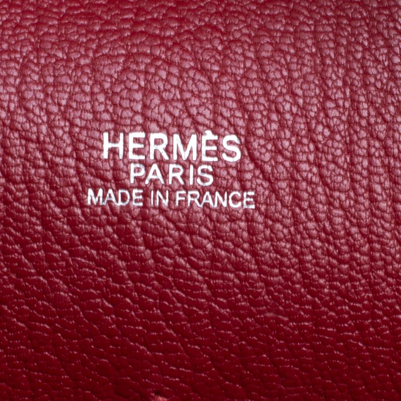 Hermes Rouge Vif Clemence Leather Plume 32cm Bag 5