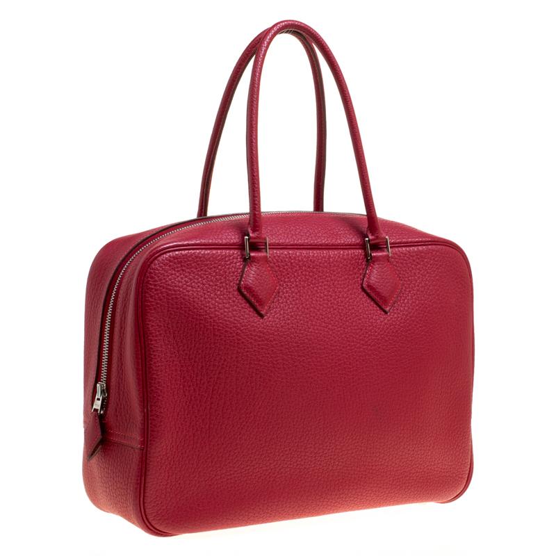 Hermes Rouge Vif Clemence Leather Plume 32cm Bag 6