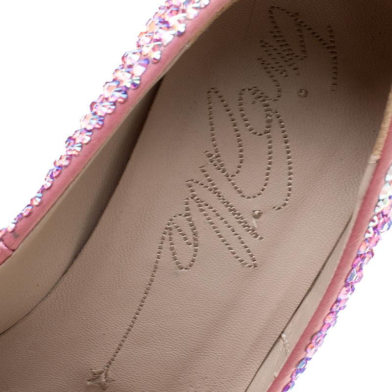 Le Silla Pink Satin and Crystal Embellishment Limited Edition Peep Toe Pumps Siz 3