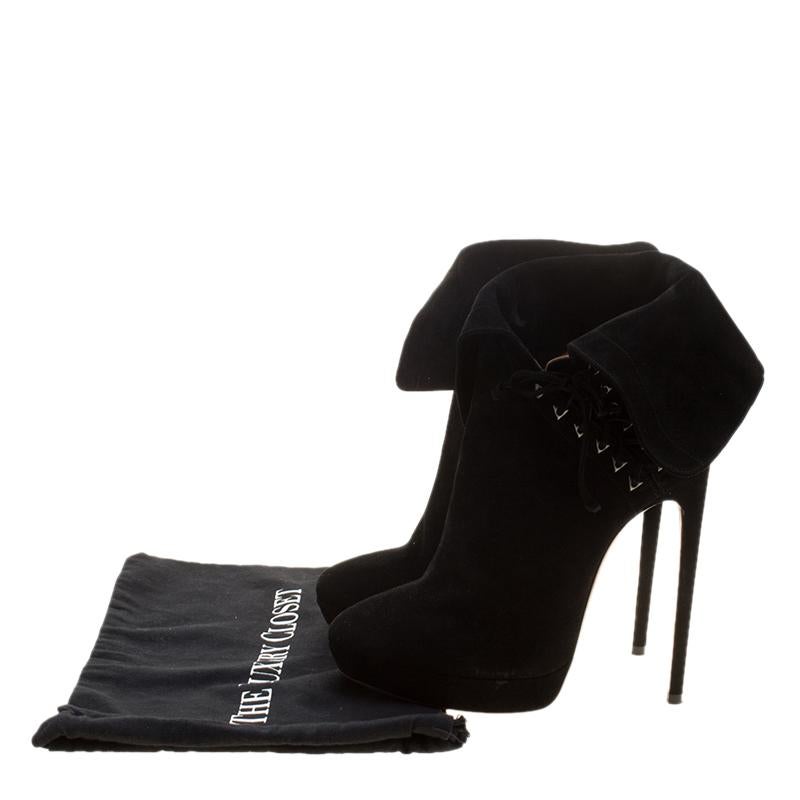 Alaia Black Suede Lace Up Platform Ankle Boots Size 41 3