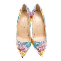 Christian Louboutin Multicolor Crystal Embelllished Suede Rainbow Strass Pointed