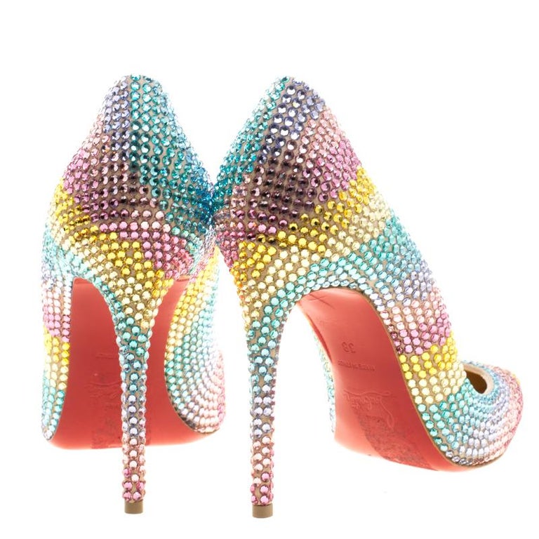 christian louboutin rainbow glitter heels