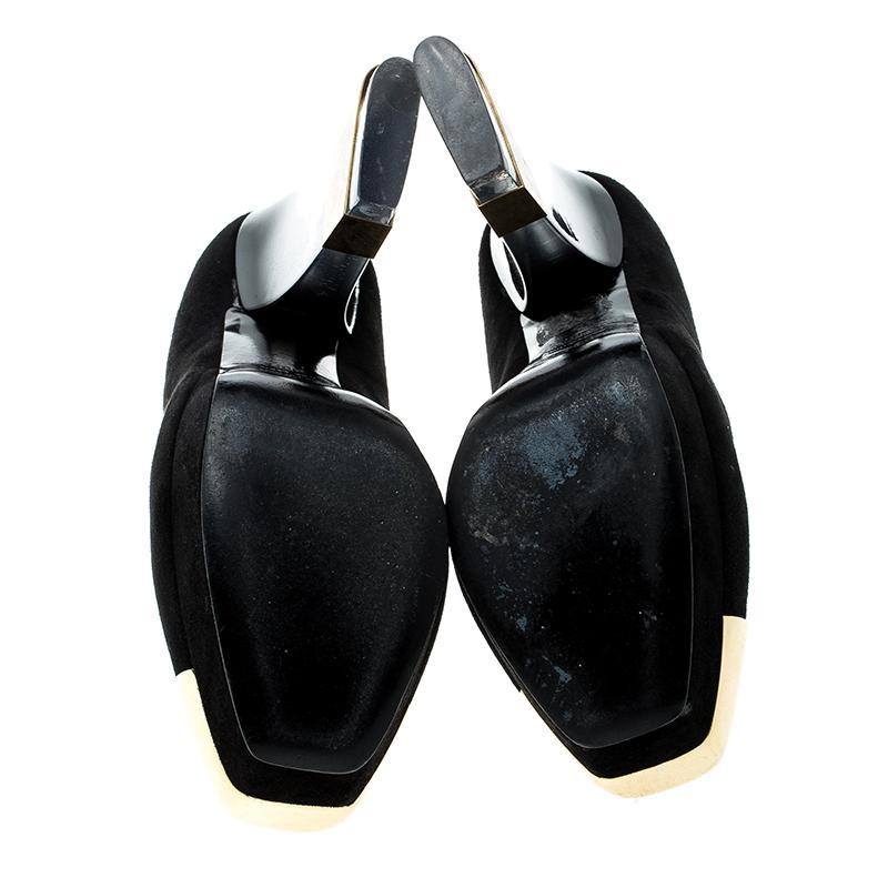 Women's Alexander McQueen Black Suede Plexi Heel Platform Pumps Size 38.5