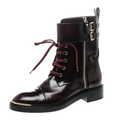 Louis Vuitton Burgundy Leather Like A Man Ranger Boots Size 37