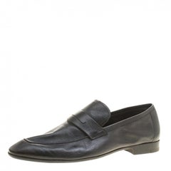 Berluti Black Leather Penny Loafers Size 42.5