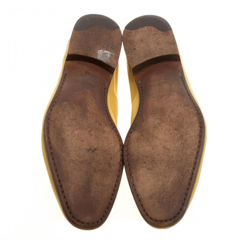 Berluti Yellow Leather Lorenzo Loafers Size 42.5 In Good Condition In Dubai, Al Qouz 2