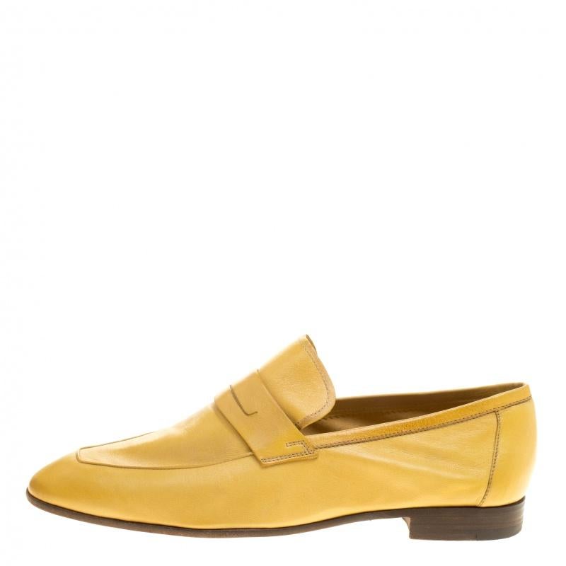 Men's Berluti Yellow Leather Lorenzo Loafers Size 42.5