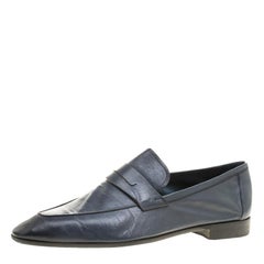 Berluti Oxford Blue Leather Lorenzo Loafers Size 42.5