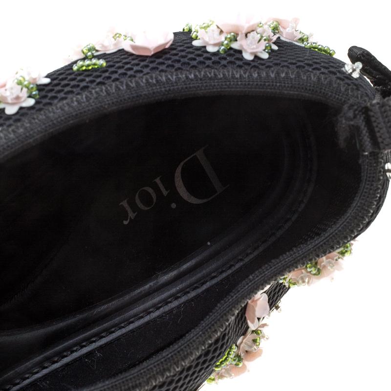 Dior Black Mesh Fusion Floral Embellished Slip On Sneakers Size 41 4