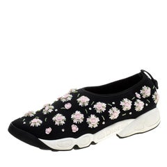 Dior Black Mesh Fusion Floral Embellished Slip On Sneakers Size 41