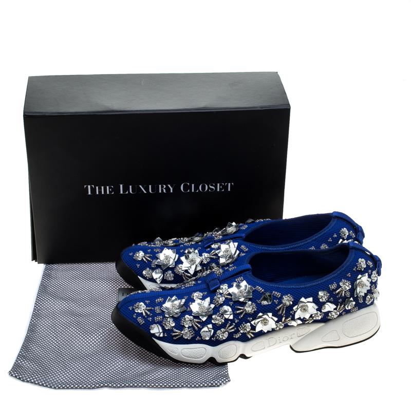 Dior Blue Mesh Fusion Floral Embellished Sneakers Size 41 1