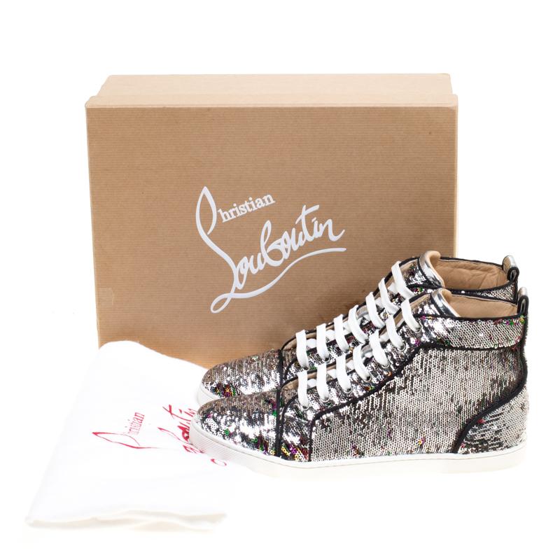 Christian Louboutin Two Tone Sequins Bip Bip Orlato High Top Sneakers Size 38 2