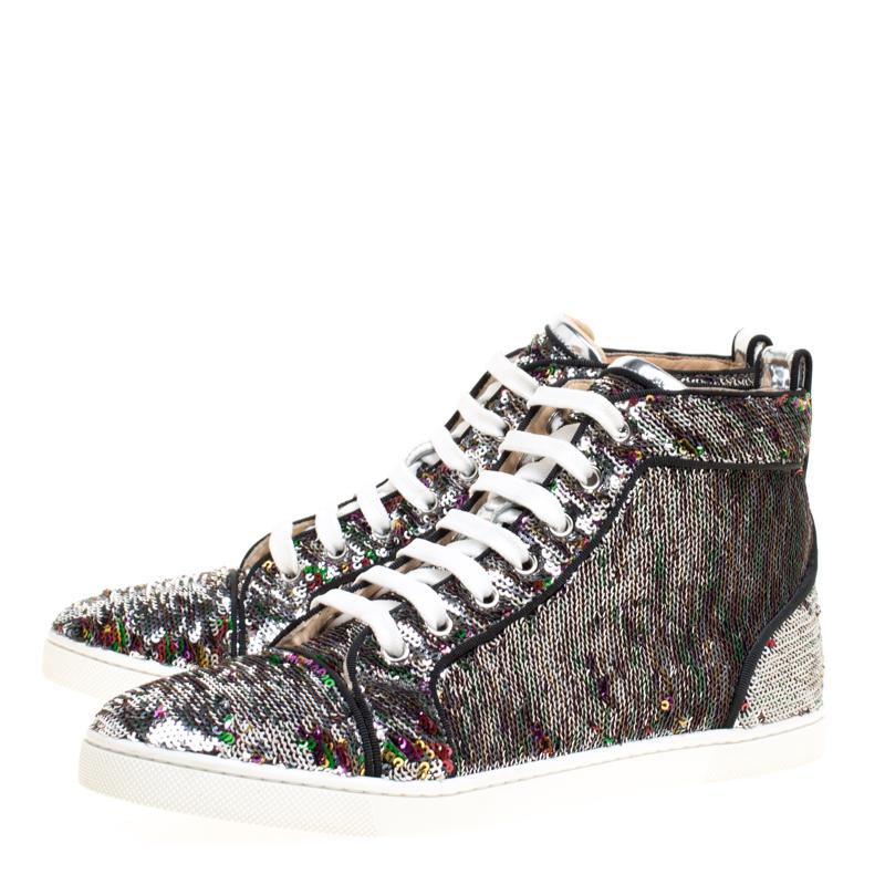 Christian Louboutin Two Tone Sequins Bip Bip Orlato High Top Sneakers Size 38 1