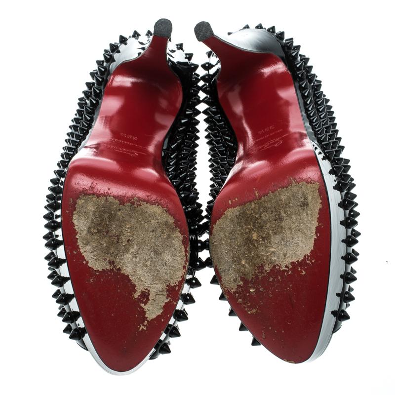 black patent leather platform heels