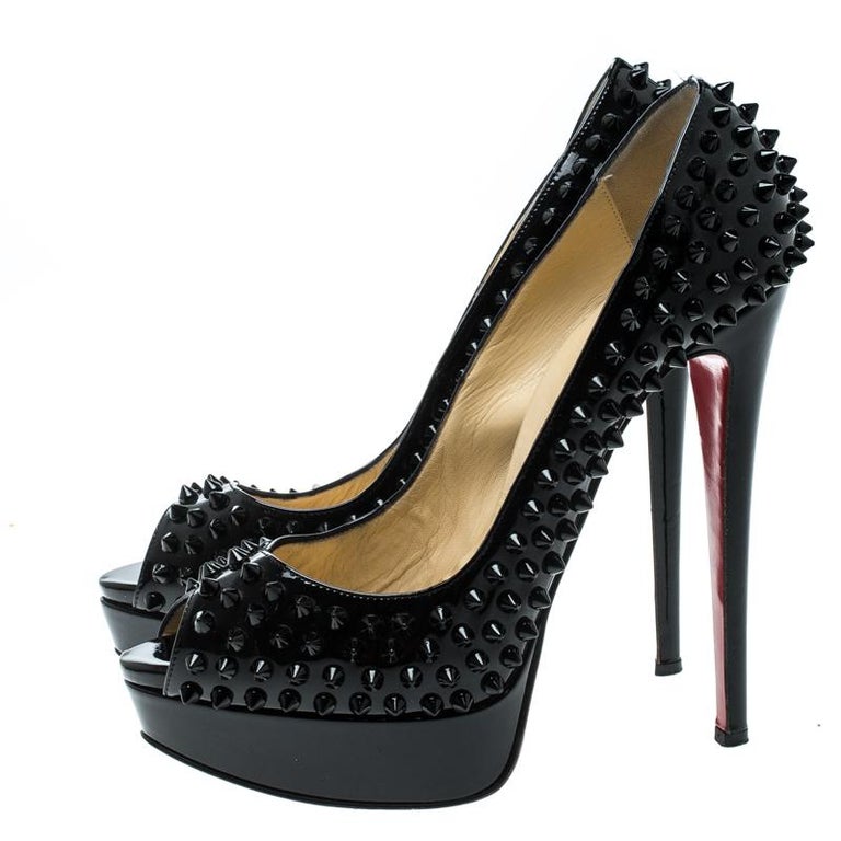 louboutin black patent peep toe