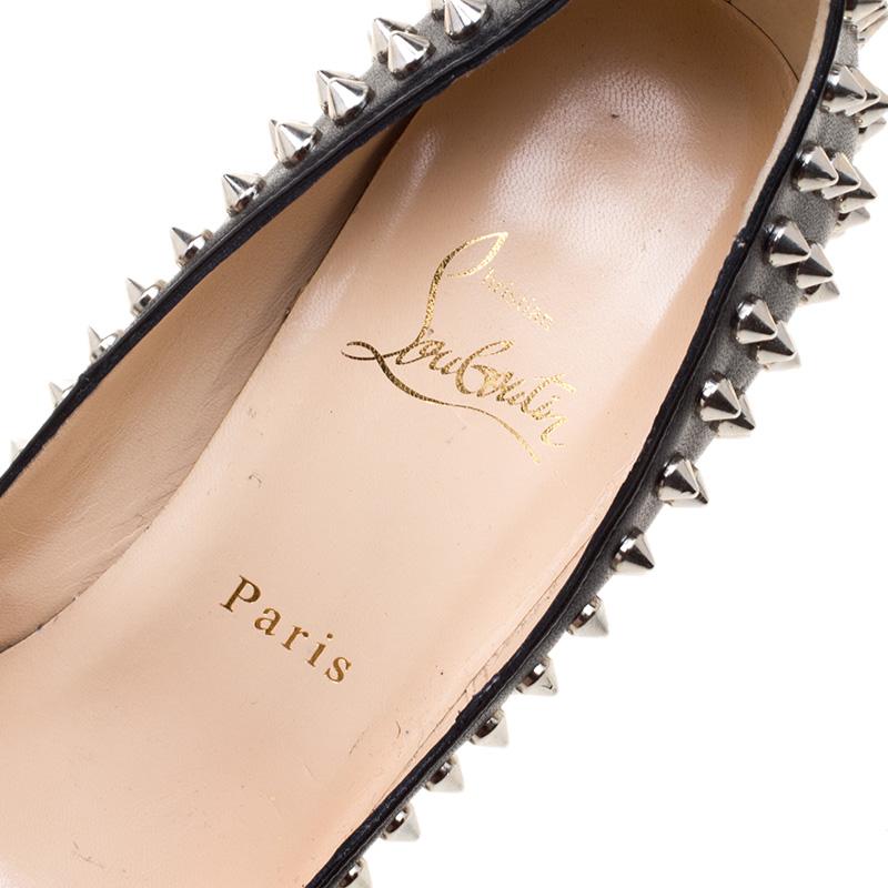 Christian Louboutin Black Leather Pigalle Spikes Pumps Size 37 3