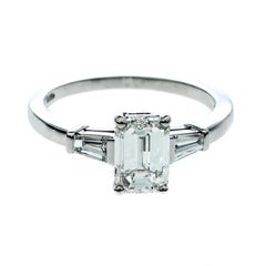 Bvlgari Griffe 1.51ct Emerald Cut Diamond Solitaire Platinum Ring Size 56